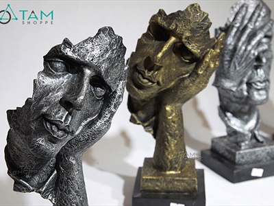 Tượng đầu người nghệ thuật Không thấy - Không nghe - Không nói [Lẻ từng cái - 2 màu] TUONGNGUOI-01